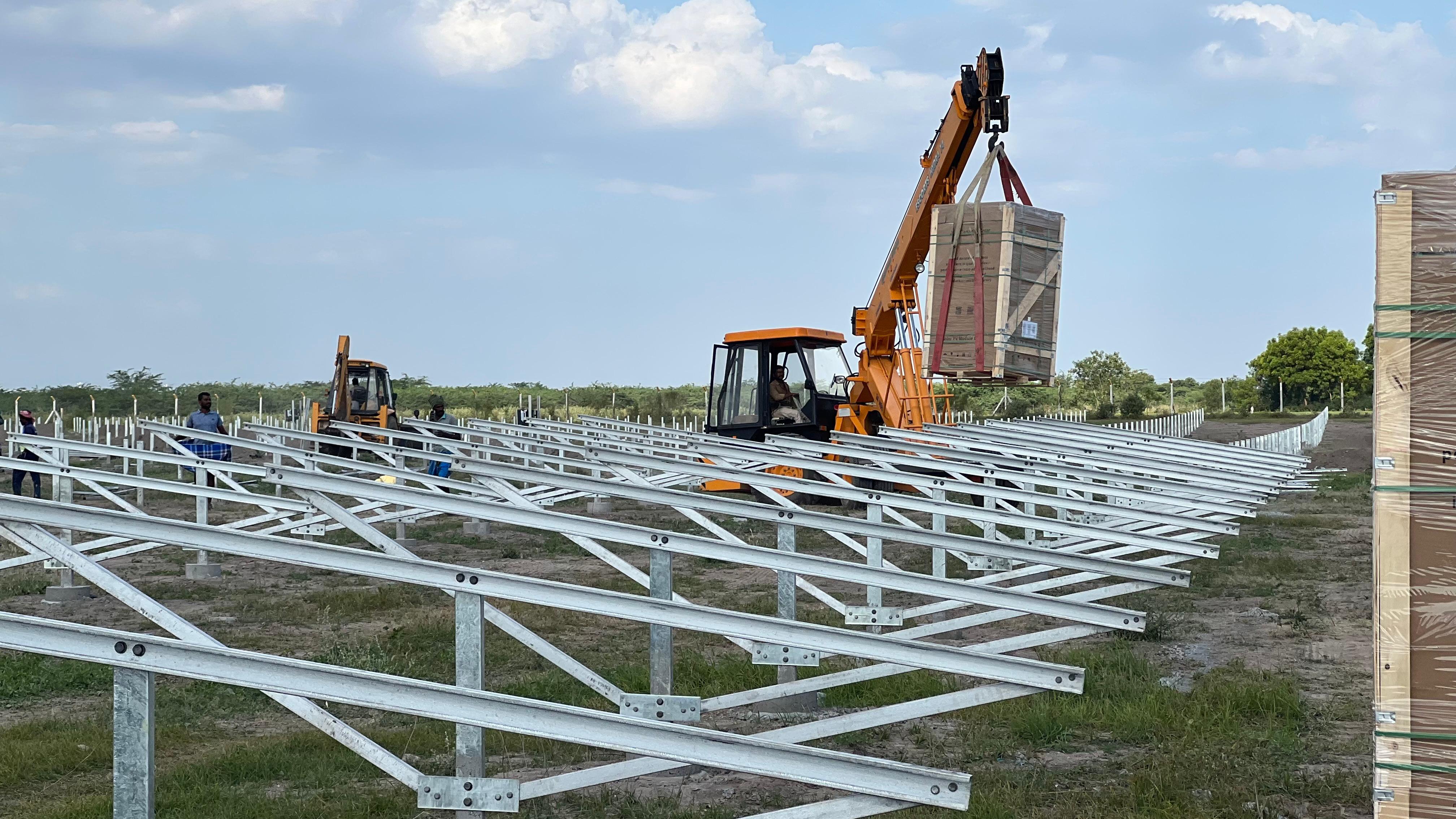 Aerial view of the large-scale 750 MWp Adani project